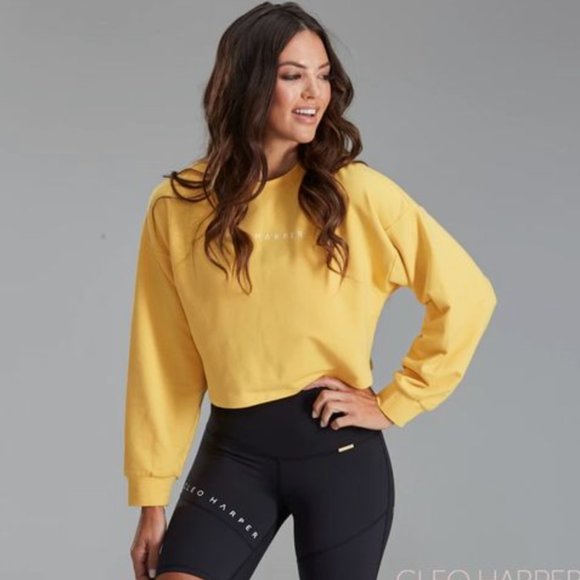Cleo Harper Tops - Yellow Cropped Cleo Sweatshirt